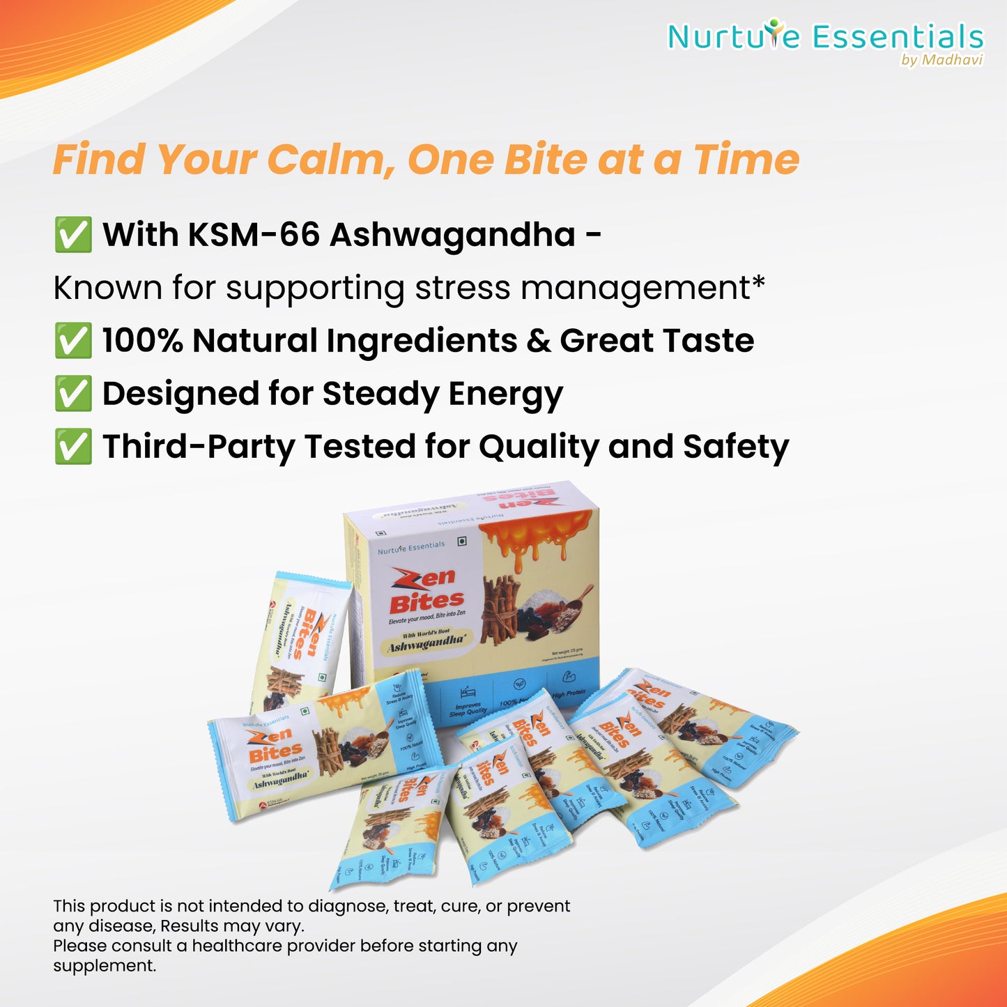 Zen Bites| Ashwagandha Granola Bar| Pack Of 7 |