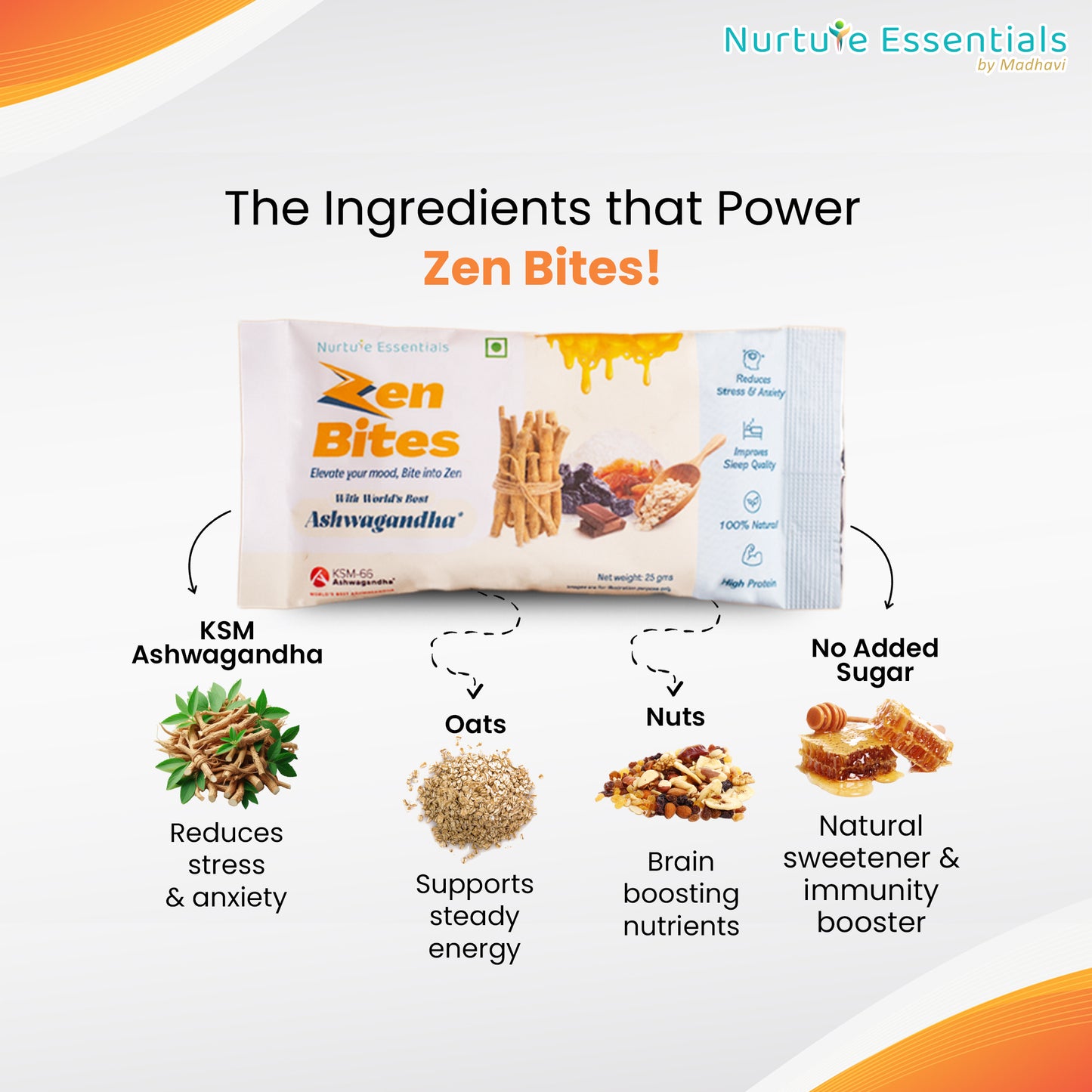 Zen Bites| Ashwagandha Granola Bar| Pack Of 7 |